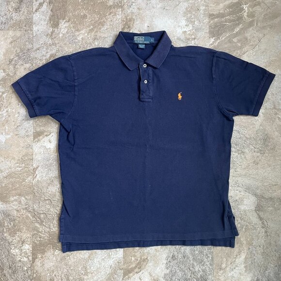 VINTAGE POLO RALPH LAUREN SMALL PONY SHORT SLEEVE POLO SHIRT MENS LARGE 2-BUTTON - Picture 1 of 7
